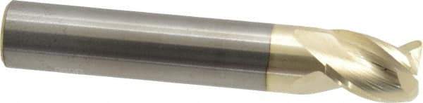 Accupro - 1/2", 3 Flute, Single End, Solid Carbide, 0.06" Corner Radius End Mill - 3" OAL, 37° Helix, Right Hand Flute, 5/8" LOC, Right Hand Cut - USA Tool & Supply