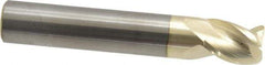 Accupro - 1/2", 3 Flute, Single End, Solid Carbide, 0.06" Corner Radius End Mill - 3" OAL, 37° Helix, Right Hand Flute, 5/8" LOC, Right Hand Cut - USA Tool & Supply
