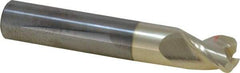 Accupro - 1/2", 3 Flute, Single End, Solid Carbide, 0.09" Corner Radius End Mill - 3" OAL, 37° Helix, Right Hand Flute, 5/8" LOC, Right Hand Cut - USA Tool & Supply