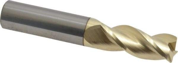 Accupro - 1/2", 3 Flute, Single End, Solid Carbide, 0.03" Corner Radius End Mill - 3" OAL, 37° Helix, Right Hand Flute, 1-1/4" LOC, Right Hand Cut - USA Tool & Supply