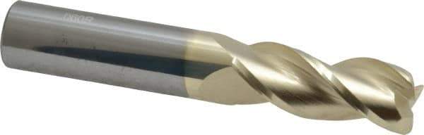 Accupro - 1/2", 3 Flute, Single End, Solid Carbide, 0.06" Corner Radius End Mill - 3" OAL, 37° Helix, Right Hand Flute, 1-1/4" LOC, Right Hand Cut - USA Tool & Supply