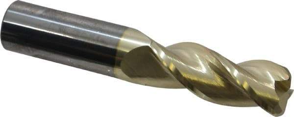Accupro - 5/8", 3 Flute, Single End, Solid Carbide, 0.12" Corner Radius End Mill - 3-1/2" OAL, 37° Helix, Right Hand Flute, 1-5/8" LOC, Right Hand Cut - USA Tool & Supply