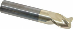 Accupro - 3/4", 3 Flute, Single End, Solid Carbide, 0.12" Corner Radius End Mill - 4" OAL, 37° Helix, Right Hand Flute, 1" LOC, Right Hand Cut - USA Tool & Supply