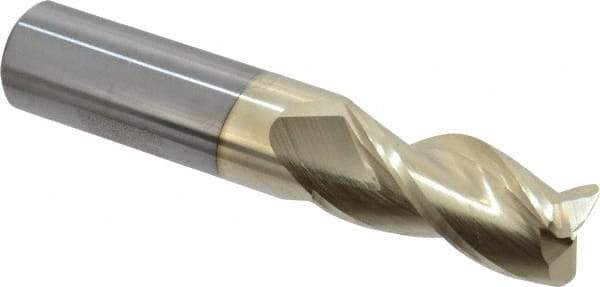Accupro - 3/4", 3 Flute, Single End, Solid Carbide, 0.09" Corner Radius End Mill - 4" OAL, 37° Helix, Right Hand Flute, 1-5/8" LOC, Right Hand Cut - USA Tool & Supply