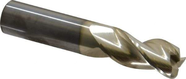 Accupro - 3/4", 3 Flute, Single End, Solid Carbide, 0.12" Corner Radius End Mill - 4" OAL, 37° Helix, Right Hand Flute, 1-5/8" LOC, Right Hand Cut - USA Tool & Supply