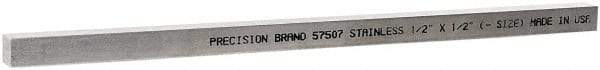 Value Collection - 12" Long x 1/2" High x 1/2" Wide, Plain Key Stock - Stainless Steel - USA Tool & Supply