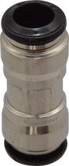 Alpha Technologies - 8mm Outside Diam, Nickel Plated Brass Push-to-Connect Tube Union - 250 Max psi, Tube to Tube Connection, Buna O-Ring - USA Tool & Supply