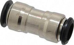Alpha Technologies - 10mm Outside Diam, Nickel Plated Brass Push-to-Connect Tube Union - 250 Max psi, Tube to Tube Connection, Buna O-Ring - USA Tool & Supply