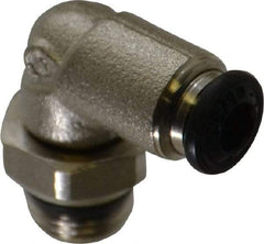 Alpha Technologies - 4mm Outside Diam, 1/8 Universal, Nickel Plated Brass Push-to-Connect Tube Male Swivel Elbow - 250 Max psi, Tube to Universal Thread Connection, Buna O-Ring - USA Tool & Supply