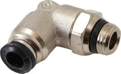 Alpha Technologies - 5mm Outside Diam, 1/8 Universal, Nickel Plated Brass Push-to-Connect Tube Male Swivel Elbow - 250 Max psi, Tube to Universal Thread Connection, Buna O-Ring - USA Tool & Supply