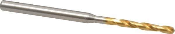 OSG - #43 130° Spiral Flute Cobalt Screw Machine Drill Bit - TiN Finish, Right Hand Cut, 3/4" Flute Length, 2" OAL, Standard Point, Straight Shank - USA Tool & Supply