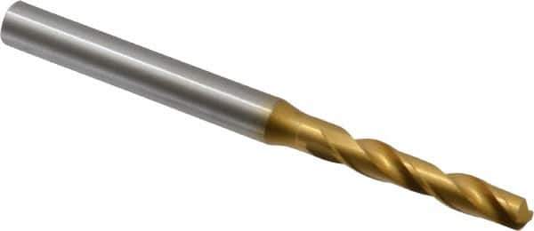OSG - #10 130° Spiral Flute Cobalt Screw Machine Drill Bit - TiN Finish, Right Hand Cut, 1-3/16" Flute Length, 3" OAL, Standard Point, Straight Shank - USA Tool & Supply