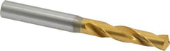 OSG - 0.332" 130° Spiral Flute Cobalt Screw Machine Drill Bit - TiN Finish, Right Hand Cut, 1-11/16" Flute Length, 3-1/2" OAL, Standard Point, Straight Shank - USA Tool & Supply