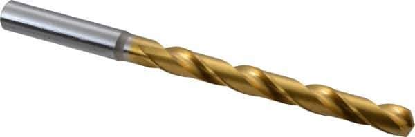 OSG - Letter R 130° Cobalt Jobber Drill - TiN Finish, Right Hand Cut, Spiral Flute, Straight Shank, 5-1/4" OAL, Standard Point - USA Tool & Supply
