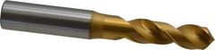 OSG - 13.5001mm 120° Spiral Flute Vanadium High Speed Steel Screw Machine Drill Bit - TiN Finish, Right Hand Cut, 54mm Flute Length, 114mm OAL, Faceted Point, Straight Shank - USA Tool & Supply