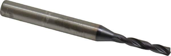 Kennametal - 3.0988mm 140° Spiral Flute Solid Carbide Screw Machine Drill Bit - Right Hand Cut, 20mm Flute Length, 62mm OAL, Standard Point, Straight Shank - USA Tool & Supply