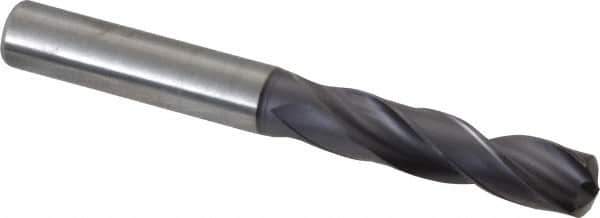 Kennametal - 9.70026mm 140° Spiral Flute Solid Carbide Screw Machine Drill Bit - Right Hand Cut, 47mm Flute Length, 89mm OAL, Standard Point, Straight Shank - USA Tool & Supply