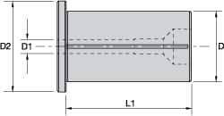 Kennametal - 11/16" ID x 1-1/4" OD, 1.417" Head Diam, Slotted Hydraulic Chuck Sleeve - Steel, 2.362" Length Under Head, Through Coolant - Exact Industrial Supply