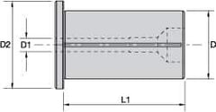 Kennametal - 11/16" ID x 1-1/4" OD, 1.417" Head Diam, Slotted Hydraulic Chuck Sleeve - Steel, 2.362" Length Under Head, Through Coolant - Exact Industrial Supply