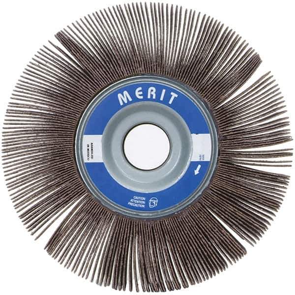 Merit Abrasives - 6" Diam, 120 Grit Ceramic Unmounted Flap Wheel - 1" Hole, 1" Wide, Coated, Fine Grade, 6,000 Max RPM , Cloth Backing - USA Tool & Supply