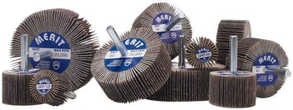 Merit Abrasives - 6" Diam, 180 Grit Ceramic Unmounted Flap Wheel - 1" Hole, 1" Wide, Coated, Very Fine Grade, 6,000 Max RPM , Cloth Backing - USA Tool & Supply