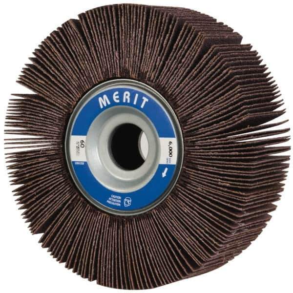 Merit Abrasives - 6" Diam, 60 Grit Aluminum Oxide Unmounted Flap Wheel - 1" Hole, 2" Wide, Coated, Medium Grade, 6,000 Max RPM , Cloth Backing - USA Tool & Supply