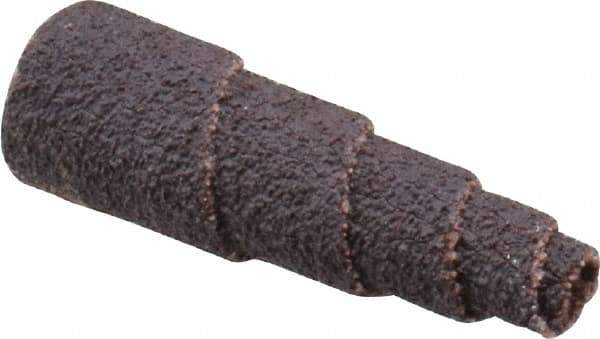 Merit Abrasives - 1-1/2" Long x 1/2" Diam, Aluminum Oxide, Full Taper Cartridge Roll - 60 Grit, 1/8" Pilot Hole Diam, Medium Grade - USA Tool & Supply