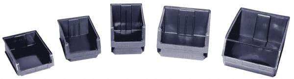 Quantum Storage - 150 Lb. Load Capacity, 19-3/4" Deep, Black Polyethylene Hopper Stacking Bin - 11-7/8" High x 18-3/8" Wide x 19-3/4" Long - USA Tool & Supply