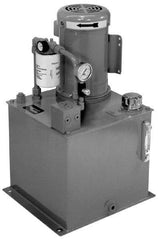 Parker - 2 hp, 2,310 Max psi, 1.3 GPM, Hydraulic Power Unit - 5 Gal Tank, 15" Wide x 22-1/2" High, 208 to 230/460 Volt, 5.7 to 5.4/2.7 Amp - USA Tool & Supply