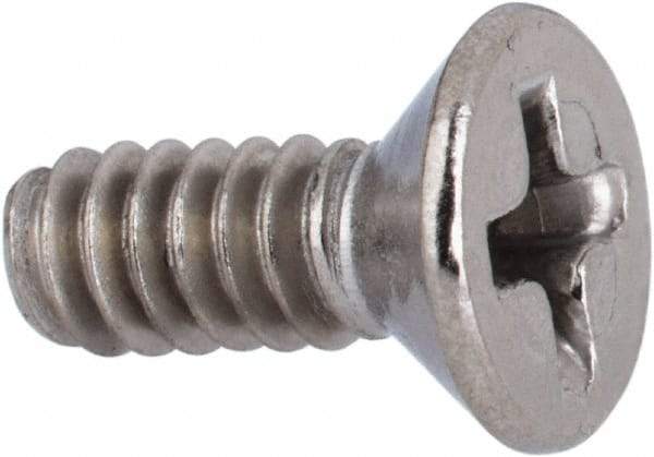 Value Collection - #6-32 UNC, 3/8" OAL Phillips Drive Machine Screw - Flat Head, Grade 316 Stainless Steel, Uncoated, Without Washer - USA Tool & Supply