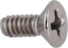 Value Collection - #6-32 UNC, 3/8" OAL Phillips Drive Machine Screw - Flat Head, Grade 316 Stainless Steel, Uncoated, Without Washer - USA Tool & Supply