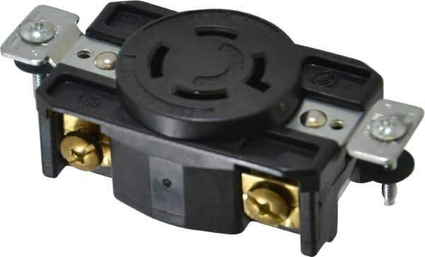 Cooper Wiring Devices - 480 VAC, 20 Amp, L16-20R NEMA, Self Grounding Receptacle - 3 Poles, 4 Wire, Female End, Black - USA Tool & Supply