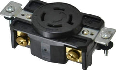 Cooper Wiring Devices - 480 VAC, 20 Amp, L16-20R NEMA, Self Grounding Receptacle - 3 Poles, 4 Wire, Female End, Black - USA Tool & Supply