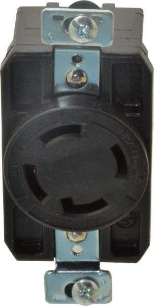 Cooper Wiring Devices - 480 VAC, 30 Amp, L16-30P NEMA, Self Grounding Receptacle - 3 Poles, 4 Wire, Female End, Black - USA Tool & Supply