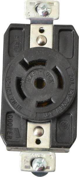 Cooper Wiring Devices - 120/208 VAC, 20 Amp, L21-20R NEMA, Self Grounding Receptacle - 4 Poles, 5 Wire, Female End, Black - USA Tool & Supply