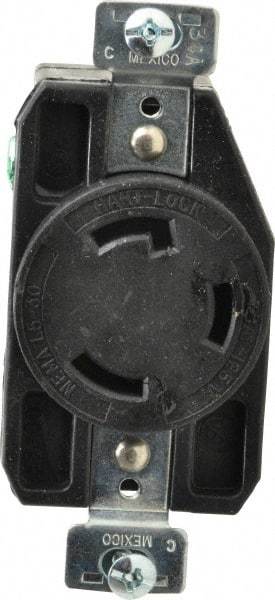 Cooper Wiring Devices - 125 VAC, 30 Amp, L5-30R NEMA, Self Grounding Receptacle - 2 Poles, 3 Wire, Female End, Black - USA Tool & Supply