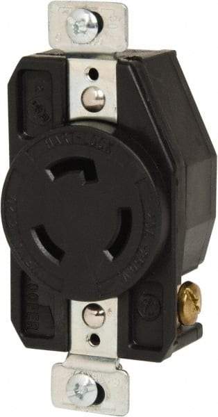 Cooper Wiring Devices - 250 VAC, 20 Amp, L6-20R NEMA, Self Grounding Receptacle - 2 Poles, 3 Wire, Female End, Black - USA Tool & Supply