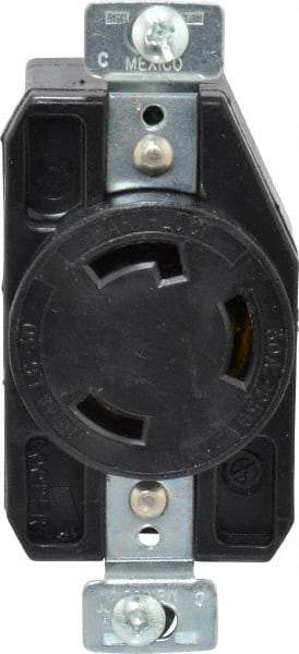 Cooper Wiring Devices - 250 VAC, 30 Amp, L6-30R NEMA, Self Grounding Receptacle - 2 Poles, 3 Wire, Female End, Black - USA Tool & Supply
