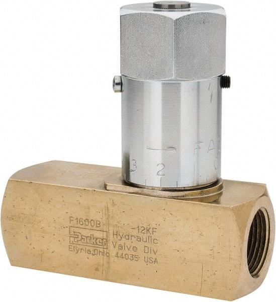 Parker - 40 GPM 1 Inlet Brass Hydraulic Control Valve - 1 - 11-1/2 Thread - USA Tool & Supply
