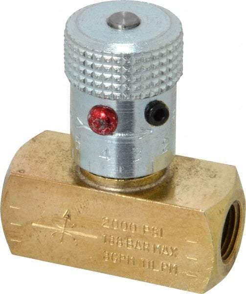 Parker - 3 GPM 1/8 Inlet Brass Hydraulic Control Valve - 1/8-27 Thread - USA Tool & Supply