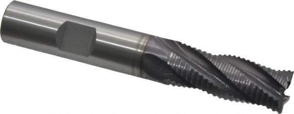 OSG - 1/2" Diam, Fine Pitch, 1-1/4" LOC, 4 Flute Cobalt Roughing Square End Mill - TiCN Finish, 3-1/4" OAL, 1/2" Shank Diam, Single End, 30° Helix - USA Tool & Supply