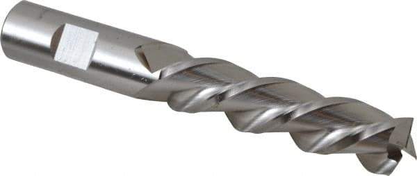 Cleveland - 3/4", 3" LOC, 3/4" Shank Diam, 5-1/4" OAL, 3 Flute, Powdered Metal Square End Mill - Single End, Uncoated, Spiral Flute, 42° Helix, Centercutting, Left Hand Cut, Left Hand Flute, Series PM-539L - USA Tool & Supply