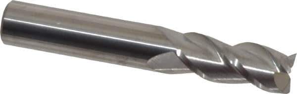 Accupro - 7/16", 1" LOC, 7/16" Shank Diam, 2-3/4" OAL, 3 Flute, Solid Carbide Square End Mill - Single End, Uncoated, Spiral Flute, 40° Helix, Centercutting, Right Hand Cut, Right Hand Flute - USA Tool & Supply