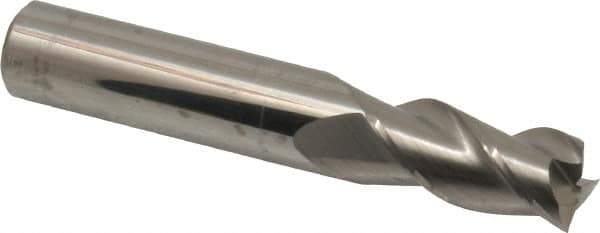 Accupro - 31/64", 1" LOC, 1/2" Shank Diam, 3" OAL, 3 Flute, Solid Carbide Square End Mill - Single End, Uncoated, Spiral Flute, 40° Helix, Centercutting, Right Hand Cut, Right Hand Flute - USA Tool & Supply