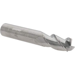 Accupro - 1/2", 1" LOC, 1/2" Shank Diam, 3" OAL, 3 Flute, Solid Carbide Square End Mill - Single End, Uncoated, Spiral Flute, 40° Helix, Centercutting, Right Hand Cut, Right Hand Flute - USA Tool & Supply