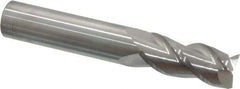 Accupro - 9/16", 1-1/4" LOC, 9/16" Shank Diam, 3-1/2" OAL, 3 Flute, Solid Carbide Square End Mill - Single End, Uncoated, Spiral Flute, 40° Helix, Centercutting, Right Hand Cut, Right Hand Flute - USA Tool & Supply