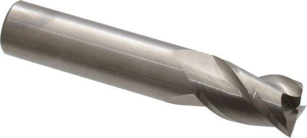 Accupro - 9/16", 7/8" LOC, 9/16" Shank Diam, 3" OAL, 3 Flute, Solid Carbide Square End Mill - Single End, Uncoated, Spiral Flute, 40° Helix, Centercutting, Right Hand Cut, Right Hand Flute - USA Tool & Supply