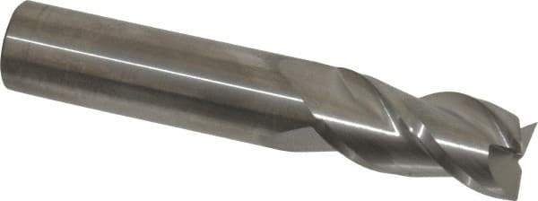 Accupro - 5/8", 1-1/4" LOC, 5/8" Shank Diam, 3-1/2" OAL, 3 Flute, Solid Carbide Square End Mill - Single End, Uncoated, Spiral Flute, 40° Helix, Centercutting, Right Hand Cut, Right Hand Flute - USA Tool & Supply