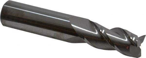 Accupro - 11/16", 1-1/2" LOC, 3/4" Shank Diam, 4" OAL, 3 Flute, Solid Carbide Square End Mill - Single End, Uncoated, Spiral Flute, 40° Helix, Centercutting, Right Hand Cut, Right Hand Flute - USA Tool & Supply