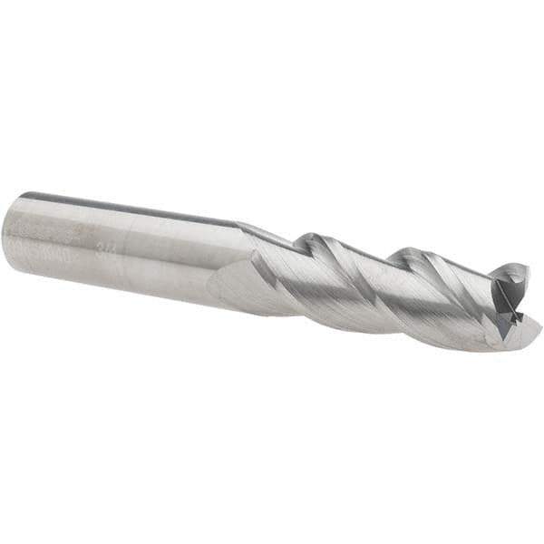 Accupro - 3/4", 2-1/4" LOC, 3/4" Shank Diam, 5" OAL, 3 Flute, Solid Carbide Square End Mill - Single End, Uncoated, Spiral Flute, 40° Helix, Centercutting, Right Hand Cut, Right Hand Flute - USA Tool & Supply